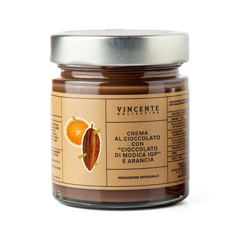 Crema al cioccolato di modica IGP e arancia 180 gr