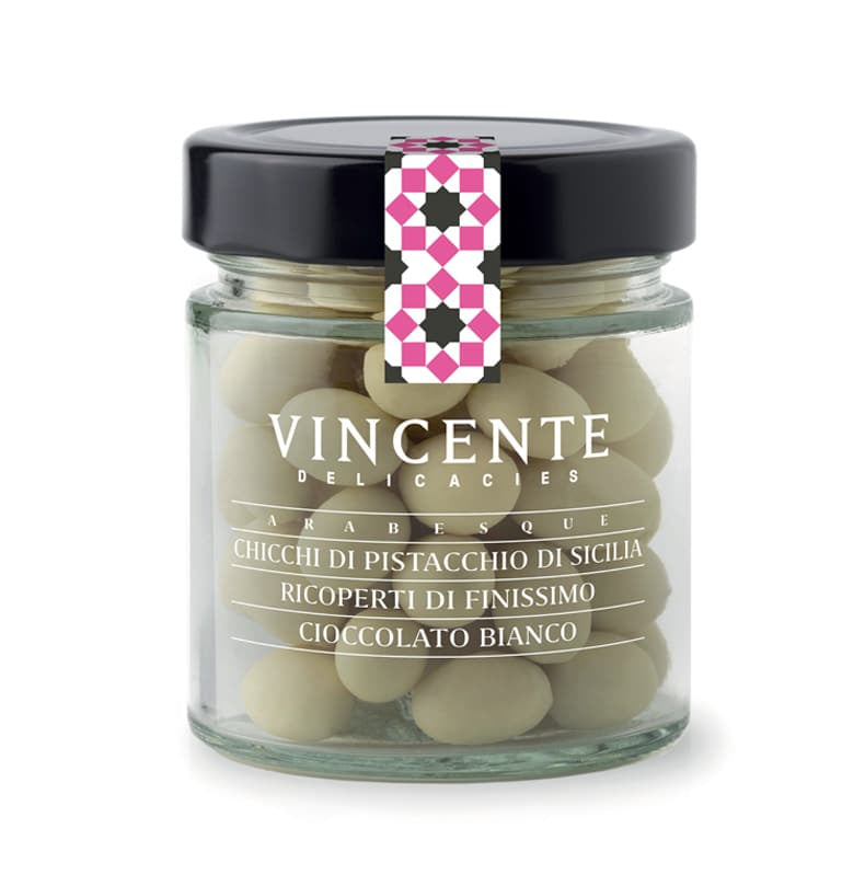 Chicchi di pistacchio di Sicilia ricoperti di cioccolato bianco 130 gr